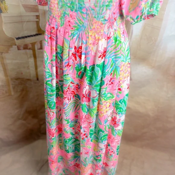 NEW Lilly Pulitzer Smocked Midi Dress Journey to the Jungle - Picture 7 of 12